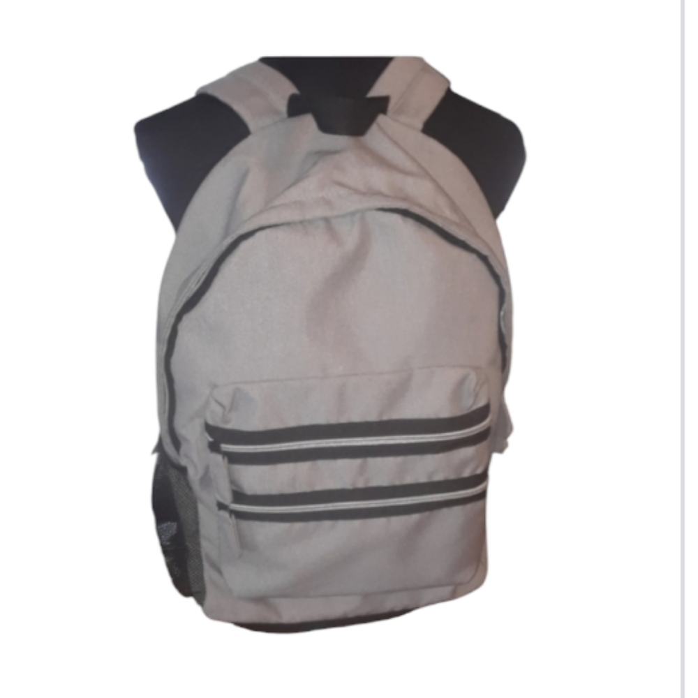 6/$15 Grey zip-up backpack school bag